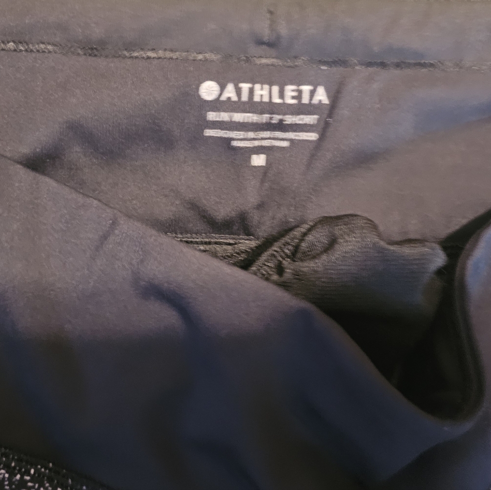 Athleta Women's Black and White Speckled Print Athletic Shorts Med - Picture 3 of 6